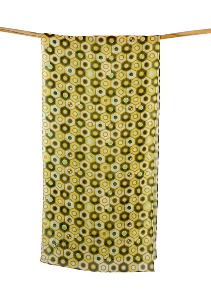 Altıgen Desen Sarı Şifon Fular 34X134 Dikdörtgen fiyatları