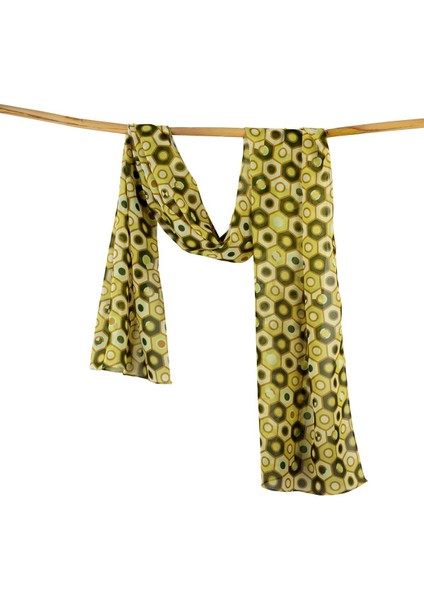 Altıgen Desen Sarı Şifon Fular 34X134 Dikdörtgen modelleri