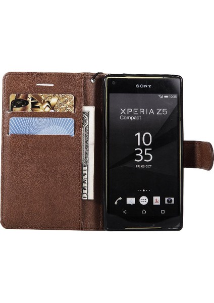 Sony Xperia Z5 Mini Klasik Düz Renk Için Flip Case Kart Yuvası ile Telefon (Yurt Dışından) indirimleri