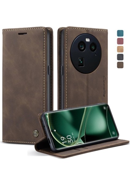 Oppo Bulmak Için Flip Case X6 5g Vintage Pu Deri Cüzdan Kılıf Kart Yuvası (Yurt Dışından)