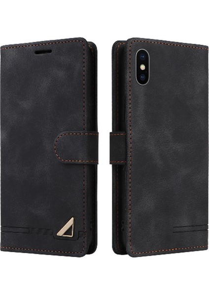 Iphone X/xs Deri Kılıf Için Flip Case Basit Iş Darbeye Dayanıklı Kapak (Yurt Dışından)