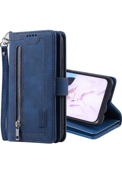 Huawei P40 Lite Kickstand Cüzdan Kordon 9 Kart Yuvaları Pu Için Flip Case (Yurt Dışından)