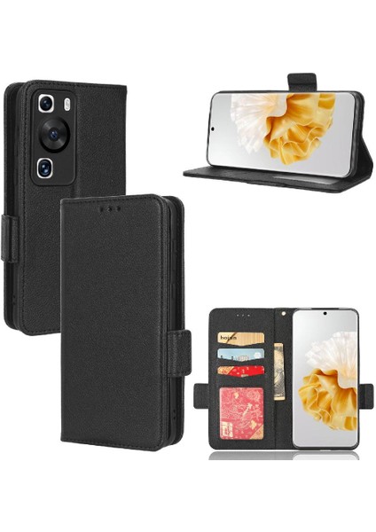 Huawei Için Kılıf P60/P60 Pro Pu Deri Yan Toka Kart Yuvaları Tutucu (Yurt Dışından)