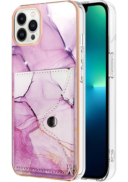 Iphone 14 Için Kılıf Pro Max Yumuşak Tpu Tampon Ince Cüzdan Kart Yuvaları Mermer (Yurt Dışından)