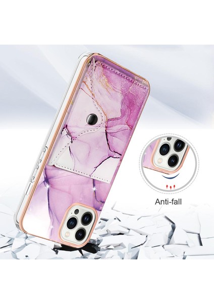 Iphone 14 Için Kılıf Pro Max Yumuşak Tpu Tampon Ince Cüzdan Kart Yuvaları Mermer (Yurt Dışından)