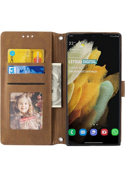 Samsung Galaxy S23 Ultra Darbeye Koruyucu Cüzdan Kılıf Için Flip Case (Yurt Dışından)