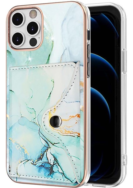 Iphone 11 Için Kılıf Pro Max Kart Yuvaları Yumuşak Tpu Tampon Ince Cüzdan Mermer (Yurt Dışından)