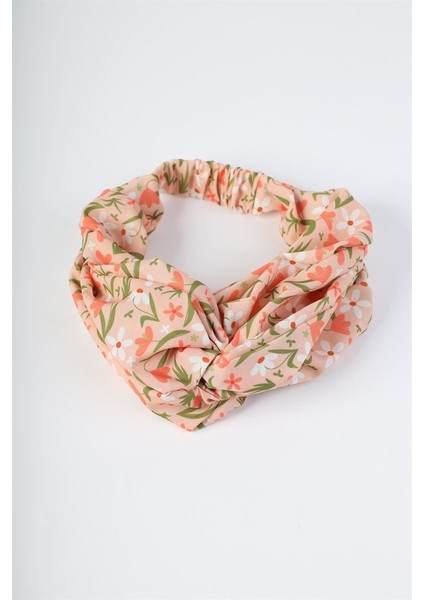 Çiçek Desen Somon Saç Bandı