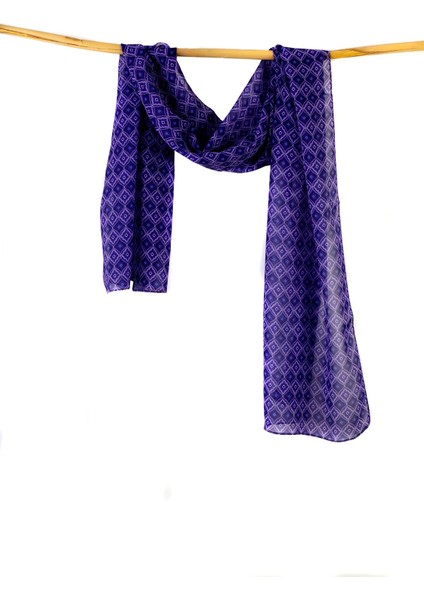 Desenli Mor Şifon Fular 34X134 Dikdörtgen fiyatları