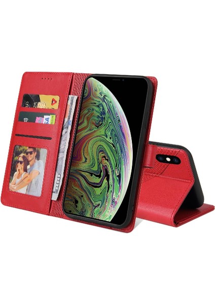 Iphone Xs Max Üç Kart Yuvaları Kickstand Premium Deri Için Flip Case (Yurt Dışından)