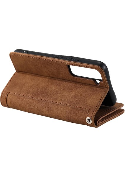 Samsung Galaxy S22 Artı Pu Deri Kickstand Kordon Cüzdan Için Flip Case (Yurt Dışından)