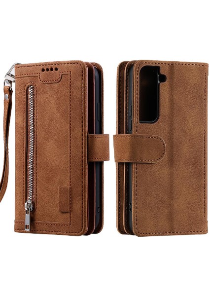 Samsung Galaxy S22 Artı Pu Deri Kickstand Kordon Cüzdan Için Flip Case (Yurt Dışından)
