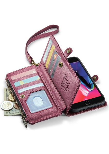 Iphone 7 Için Crossbody Durumda Artı/8 Artı Kart Tutucu Fermuar Faturaları Yuvası Kılıf (Yurt Dışından)