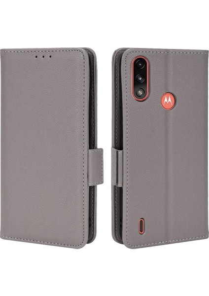 Motorola Moto E7 Güç Cüzdan Pu Deri Yan Toka Manyetik (Yurt Dışından)