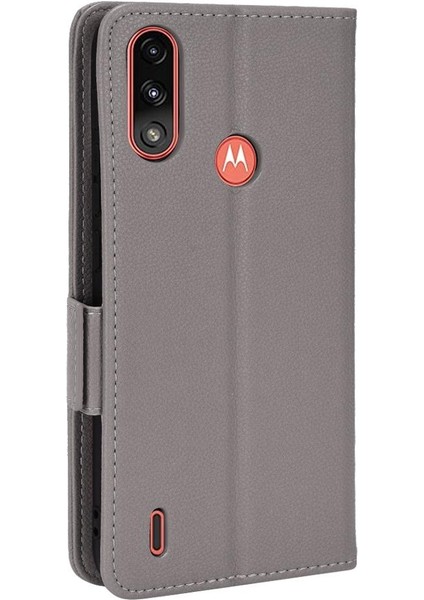 Motorola Moto E7 Güç Cüzdan Pu Deri Yan Toka Manyetik (Yurt Dışından)