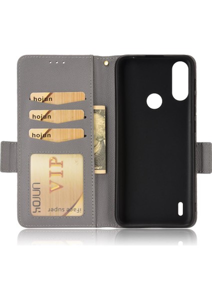 Motorola Moto E7 Güç Cüzdan Pu Deri Yan Toka Manyetik (Yurt Dışından)