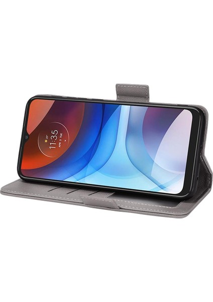Motorola Moto E7 Güç Cüzdan Pu Deri Yan Toka Manyetik (Yurt Dışından)