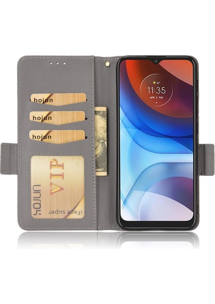 Motorola Moto E7 Güç Cüzdan Pu Deri Yan Toka Manyetik (Yurt Dışından)