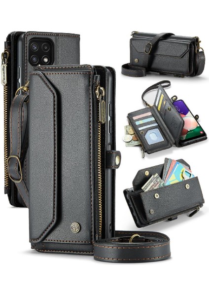Samsung Galaxy A22 Için Crossbody Durumda 5g Kart Tutucu Cüzdan Kılıf Kadınlar Için (Yurt Dışından)