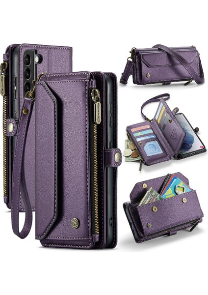 Samsung Galaxy S21 Artı Fermuar Faturaları Yuvası Için Crossbody Durumda Rfid Engelleme (Yurt Dışından)