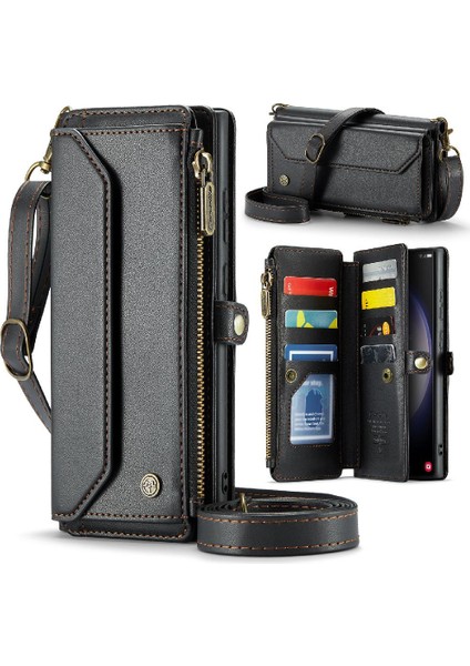 Samsung Galaxy S23 Için Crossbody Durumda Ultra Rfid Engelleme Fermuar Faturaları Için (Yurt Dışından)