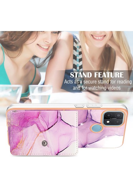 Oppo A15 Için KILIF/A15S Kart Yuvaları Yumuşak Tpu Tampon Mermer Ince Cüzdan (Yurt Dışından)