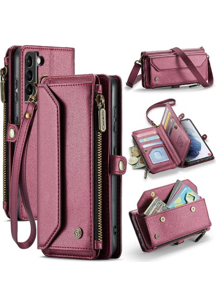Samsung Galaxy S21 Artı Fermuar Faturaları Yuvası Için Crossbody Durumda Rfid Engelleme (Yurt Dışından)