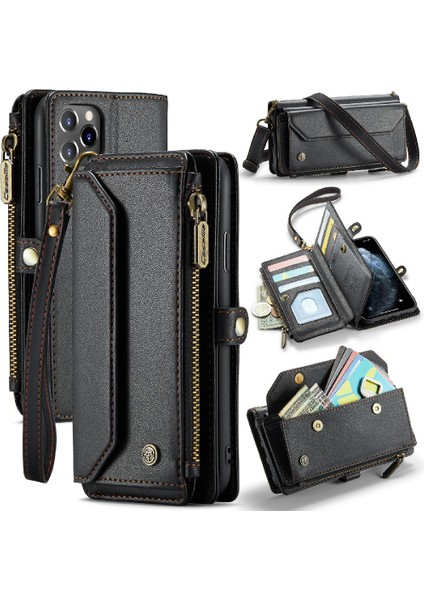 Kadınlar Için Crossbody Kılıf iphone 11 Pro Max Cüzdan Kılıf Fermuar Faturaları (Yurt Dışından)