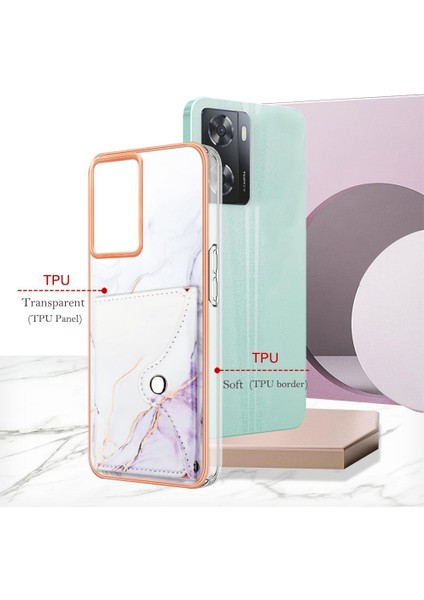 Mays Home Oppo A57 4g/5g Için Kılıf 2022 Yumuşak Tpu Tampon Ince Cüzdan Mermer Kart Yuvaları (Yurt Dışından)