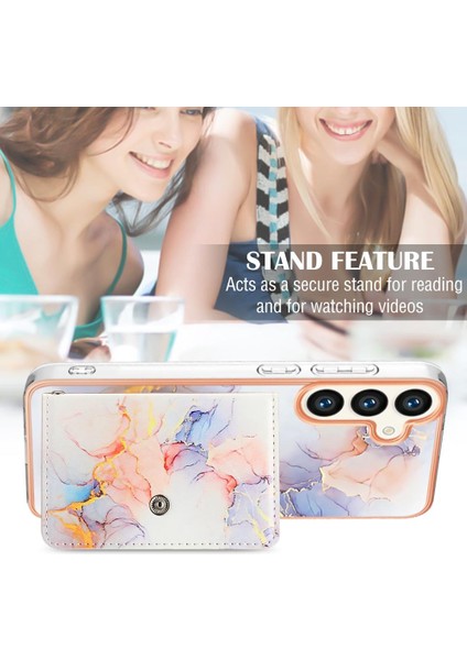 Samsung Galaxy S24 Artı Mermer Ince Cüzdan Yumuşak Tpu Tampon Kartı (Yurt Dışından)