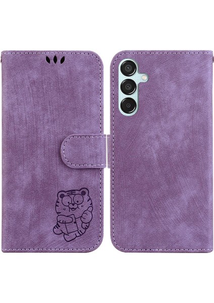Samsung Galaxy M15/F15 5g Flip Folio Kabartmalı Sevimli Kaplan Kartı (Yurt Dışından)