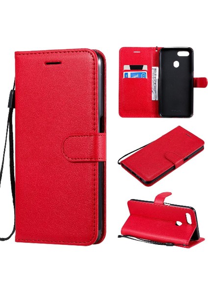 Oppo A7 Için Flip CASE/A5S Iş Cüzdan Telefon Kılıfı Klasik Düz Renk (Yurt Dışından)