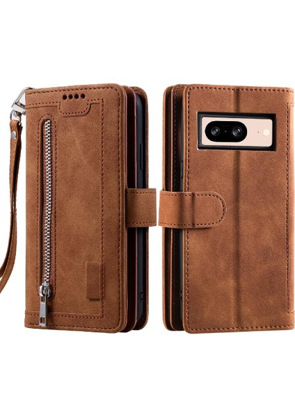 Google Piksel 8 Cüzdan 9 Kart Yuvaları Için Flip Case Kickstand Kordon Pu (Yurt Dışından)