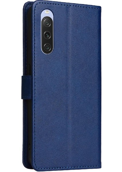 Sony Xperia 10V Için Flip Case Yüksek Kalite Deri Klasik Düz Renk (Yurt Dışından)