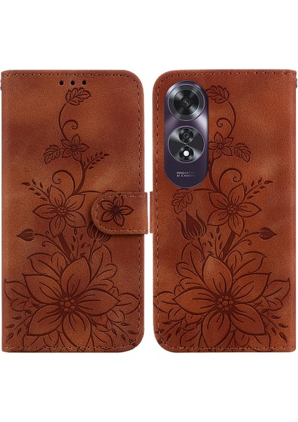 Oppo A60 4g Cüzdan Için Flip Case Kickstand Kart Tutucu Manyetik Kabartmalı (Yurt Dışından)