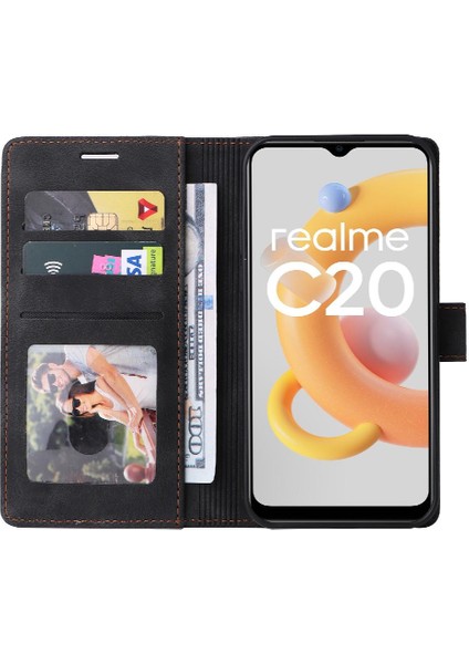 Realme C20 Cüzdan Için Flip Case Basit Iş Darbeye Kapak Çevirin (Yurt Dışından) modelleri