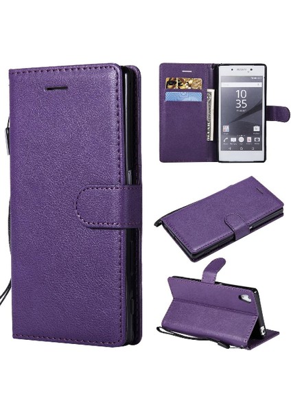 Sony Xperia Z5 Yüksek Kaliteli Deri Klasik Düz Renk ile Flip Case (Yurt Dışından)