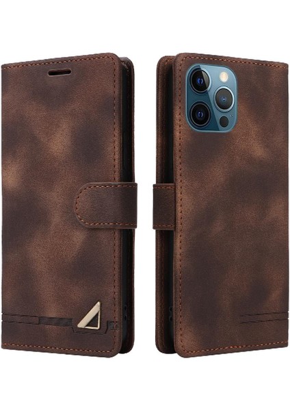 Iphone 12 Için Flip Case Pro Max Darbeye Cüzdan Deri Kılıf Basit (Yurt Dışından)
