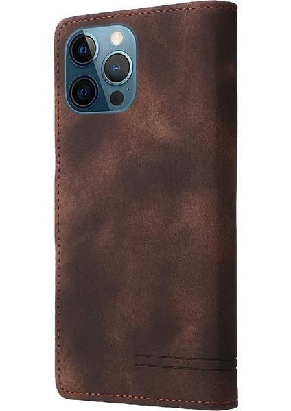 Iphone 12 Için Flip Case Pro Max Darbeye Cüzdan Deri Kılıf Basit (Yurt Dışından)