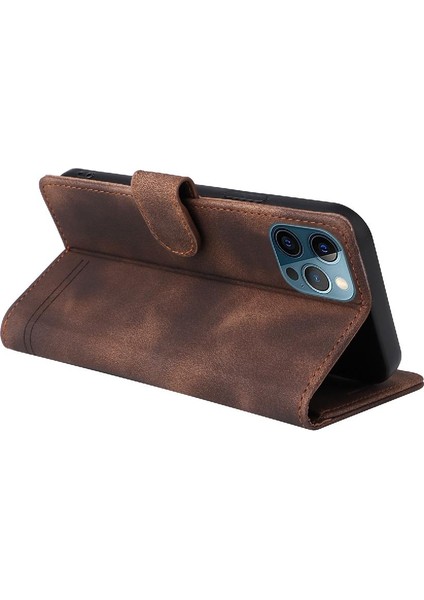 Iphone 12 Için Flip Case Pro Max Darbeye Cüzdan Deri Kılıf Basit (Yurt Dışından)