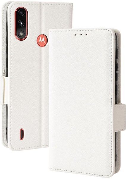 Motorola Moto E7 Güç Cüzdan Pu Deri Yan Toka Manyetik (Yurt Dışından)