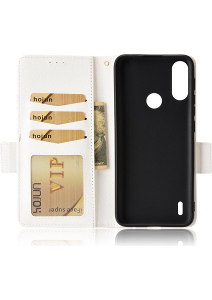 Motorola Moto E7 Güç Cüzdan Pu Deri Yan Toka Manyetik (Yurt Dışından)