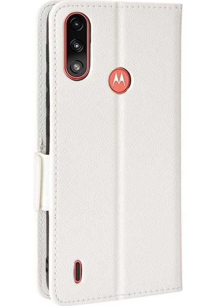 Motorola Moto E7 Güç Cüzdan Pu Deri Yan Toka Manyetik (Yurt Dışından)