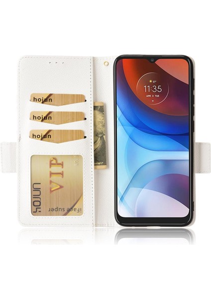 Motorola Moto E7 Güç Cüzdan Pu Deri Yan Toka Manyetik (Yurt Dışından)
