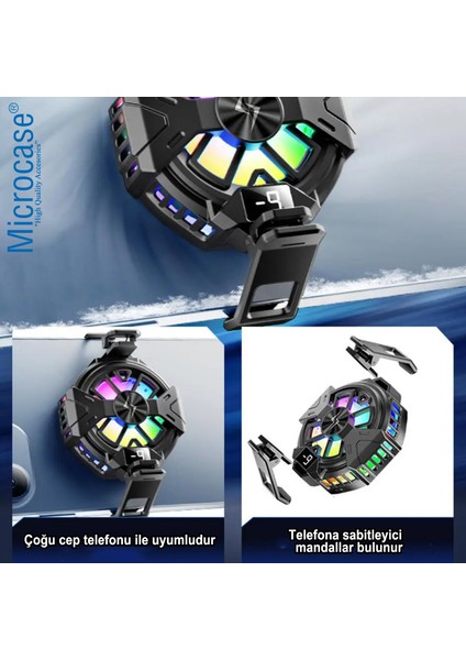 P60 Usb'den 2in 1 Manyetik Arka-Klipsli Dijital Göstergeli Rgb Işıklı Cep Telefonu Soğutucu Fan