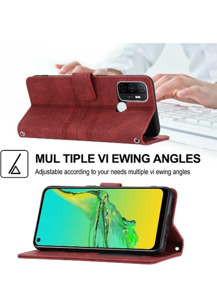 Oppo Için Flip Case A53 4g Darbeye Koruyucu Kickstand Cüzdan Kılıf Pu (Yurt Dışından)