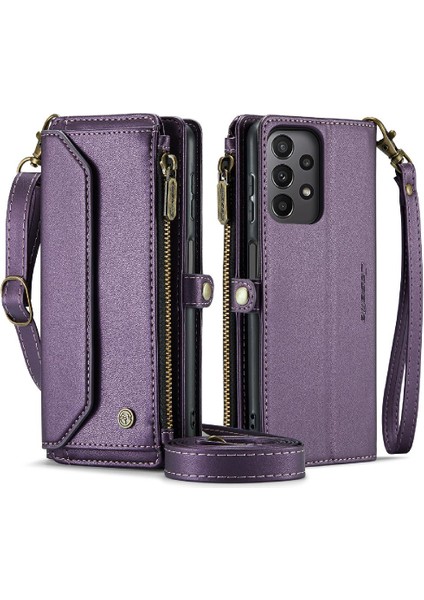 Samsung Galaxy A23 Için Crossbody Durumda 4g/5g Fermuar Faturaları Yuvası Cüzdan Kılıf (Yurt Dışından)