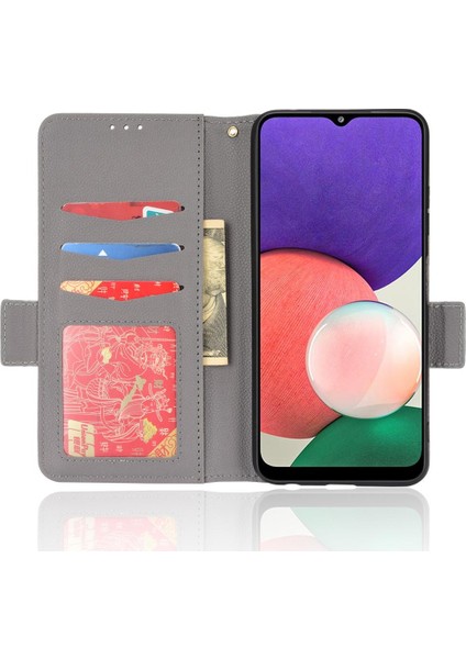Samsung Galaxy A22 5g Için Kılıf Kart Yuvaları Tutucu Pu Deri Cüzdan Yan (Yurt Dışından)