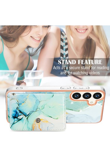 Samsung Galaxy S24 Artı Mermer Ince Cüzdan Yumuşak Tpu Tampon Kartı (Yurt Dışından)