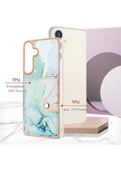 Samsung Galaxy S24 Artı Mermer Ince Cüzdan Yumuşak Tpu Tampon Kartı (Yurt Dışından)